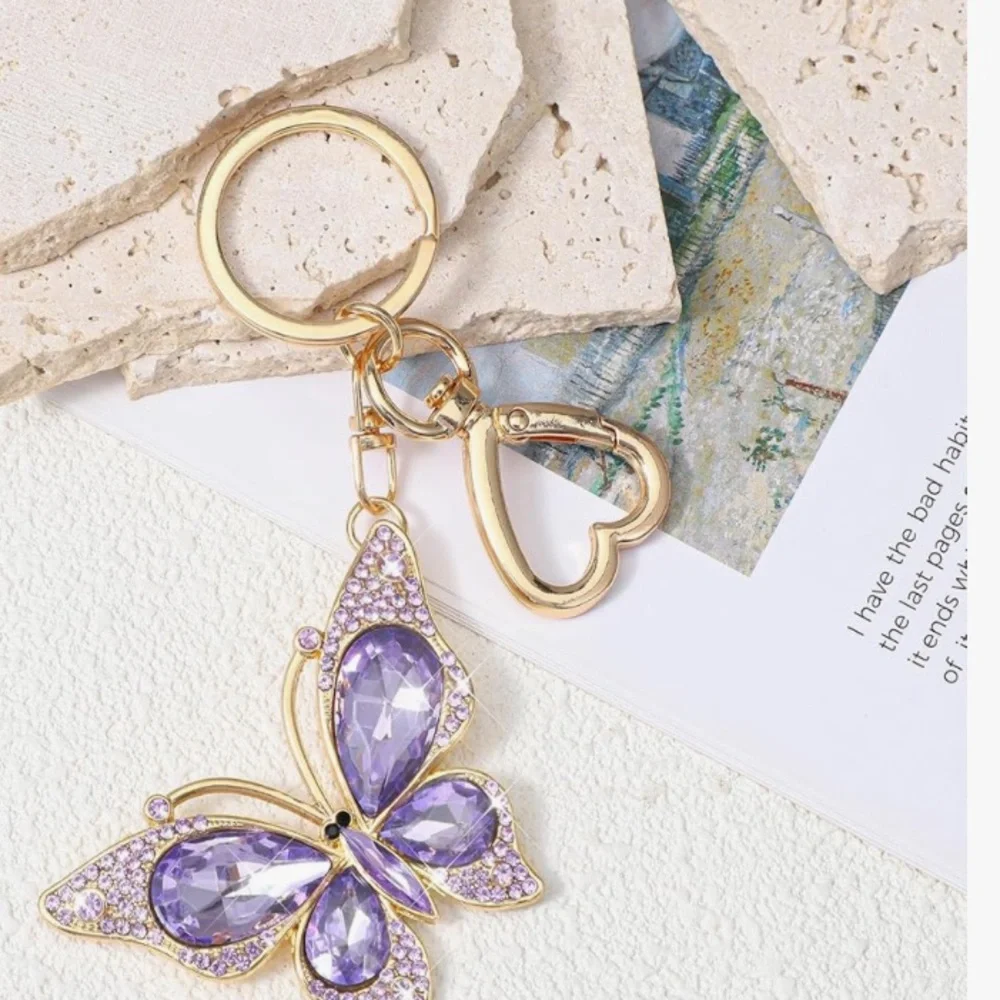 crystal butterfly purse/bag charm Keychain nwt - Picture 4 of 9